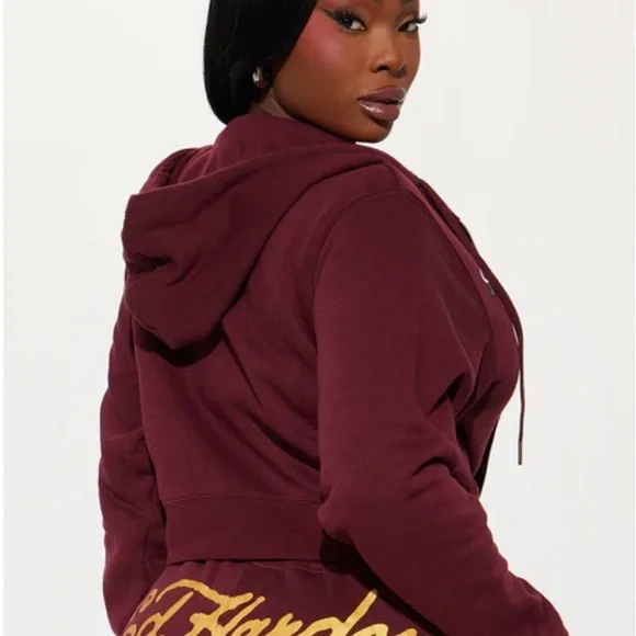 Ed Hardy Maroon Joggers w/ Hoodie with Tiger Print - Picture 3 of 10